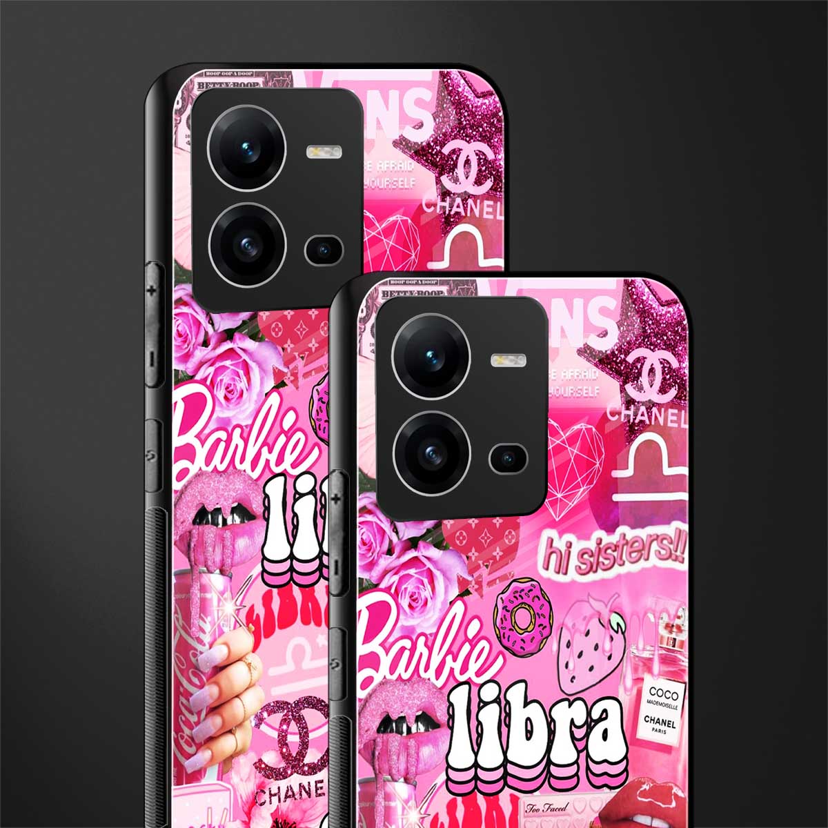 libra aesthetic collage back phone cover | glass case for vivo v25-5g