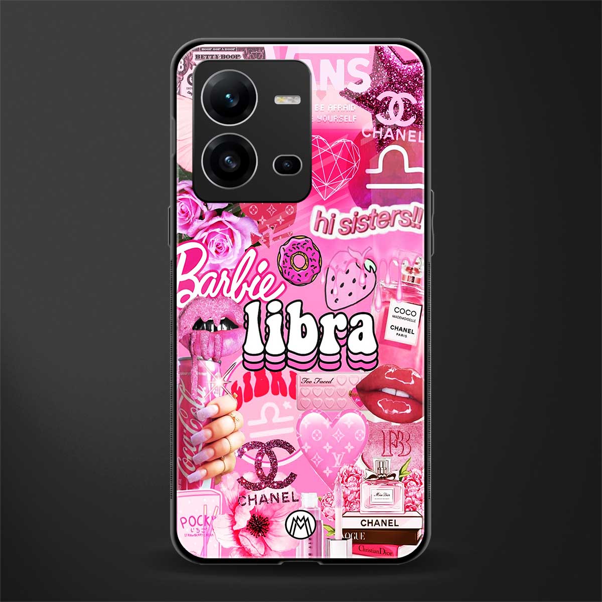 libra aesthetic collage back phone cover | glass case for vivo v25-5g