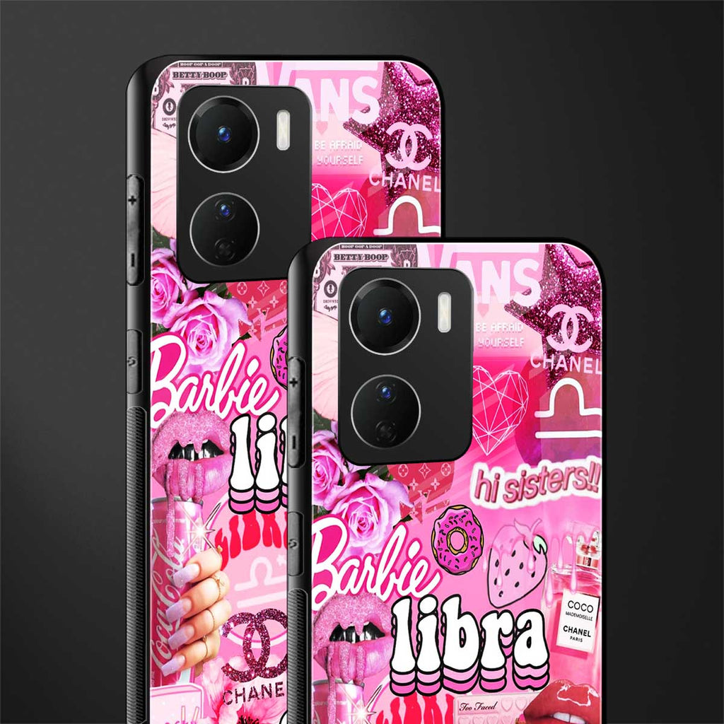 libra aesthetic collage back phone cover | glass case for vivo y16