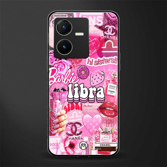 libra aesthetic collage back phone cover | glass case for vivo y22