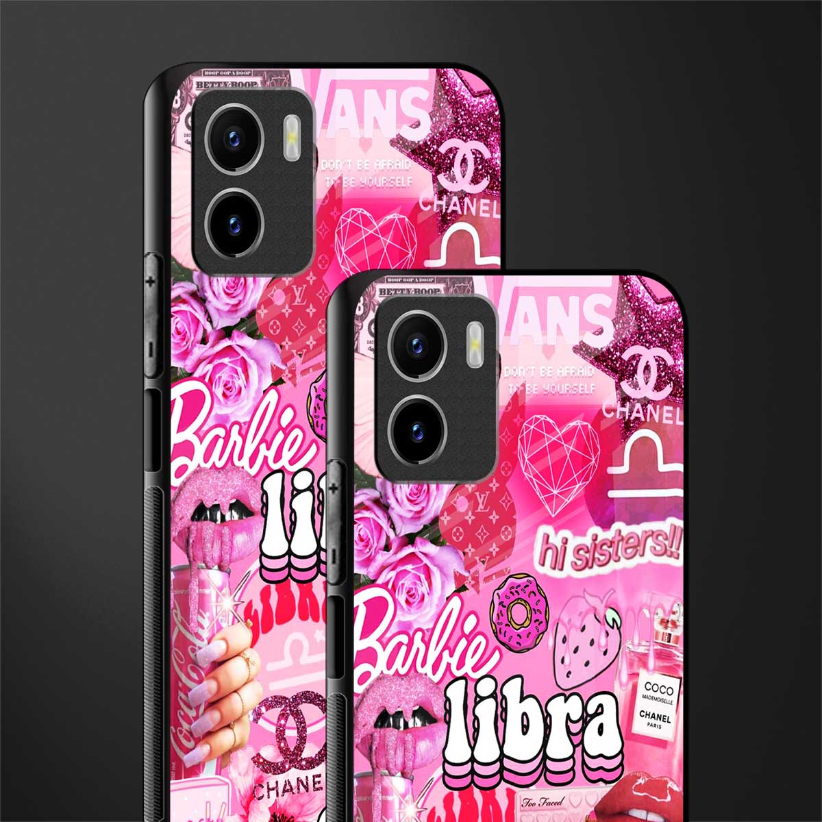 libra aesthetic collage back phone cover | glass case for vivo y72