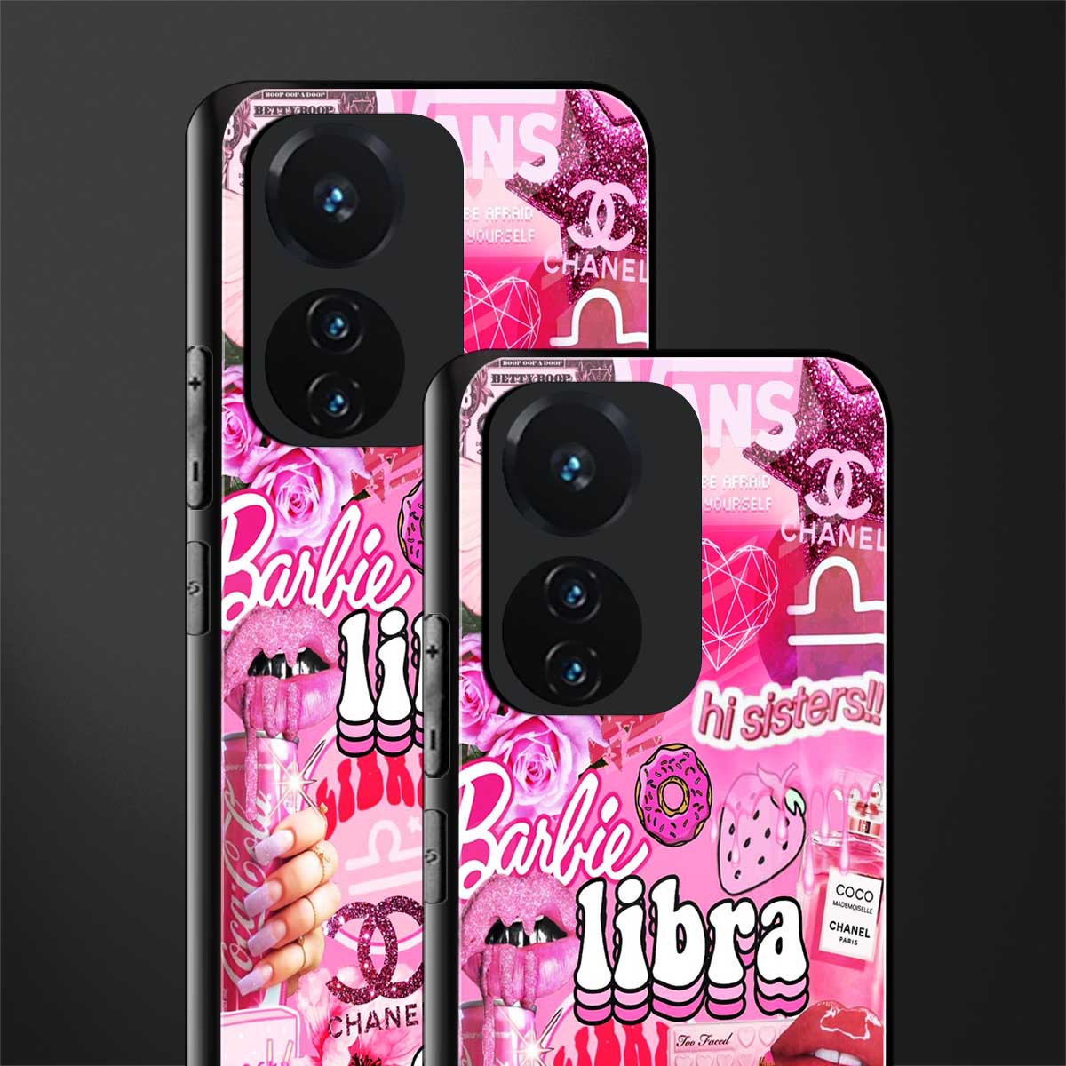 libra aesthetic collage back phone cover | glass case for vivo t1 44w 4g