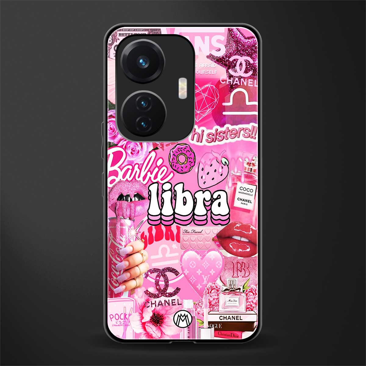 libra aesthetic collage back phone cover | glass case for vivo t1 44w 4g