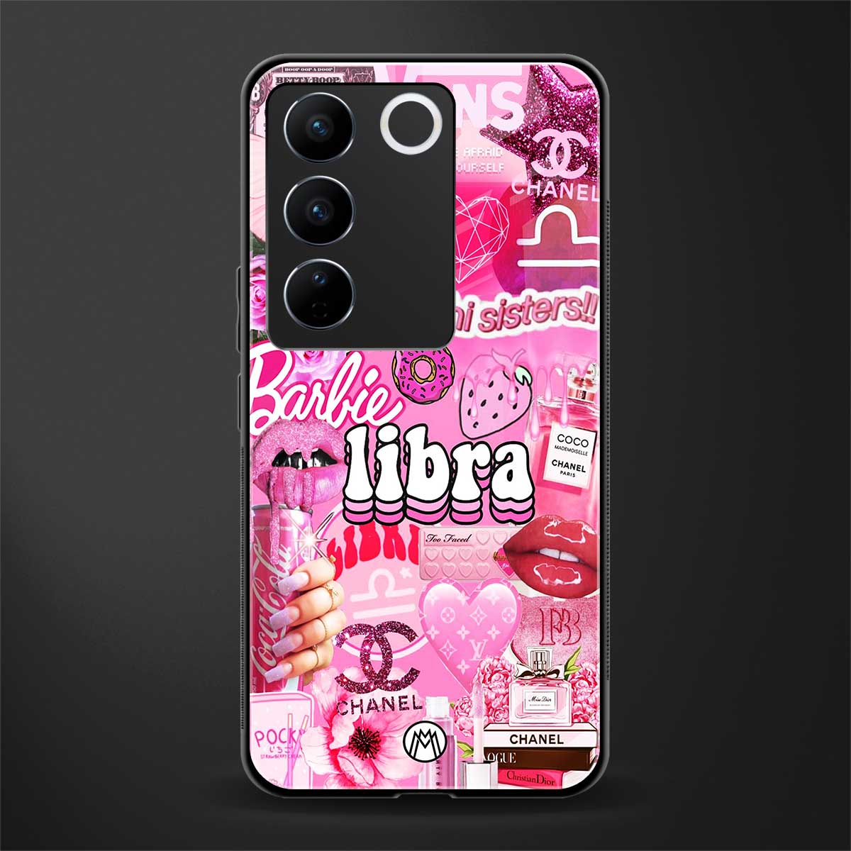 libra aesthetic collage back phone cover | glass case for vivo v27 pro 5g