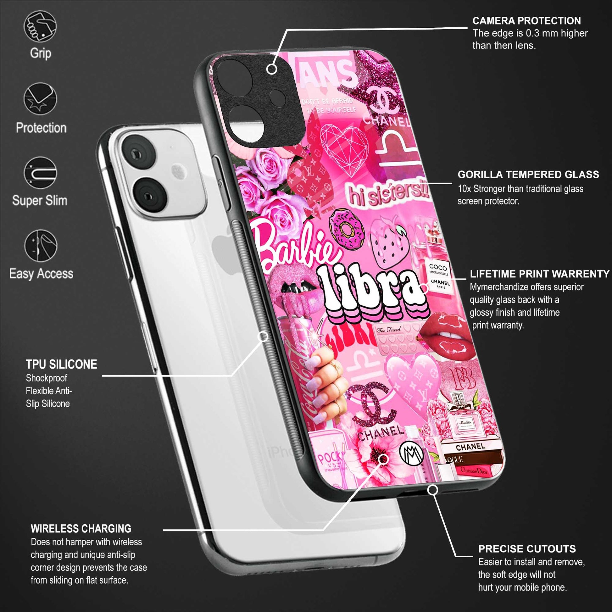 libra aesthetic collage back phone cover | glass case for samsun galaxy a24 4g