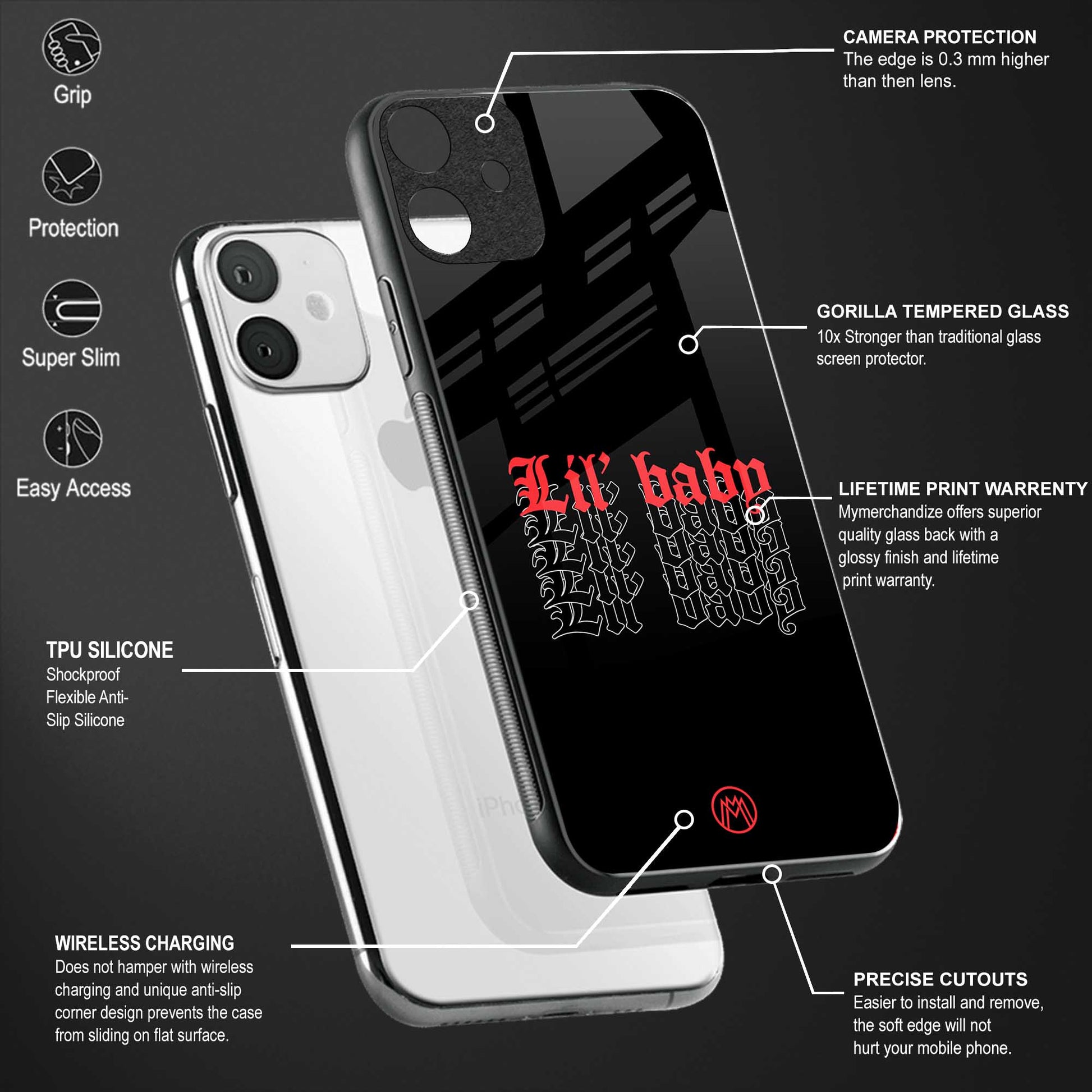 lil baby back phone cover | glass case for vivo v25-5g