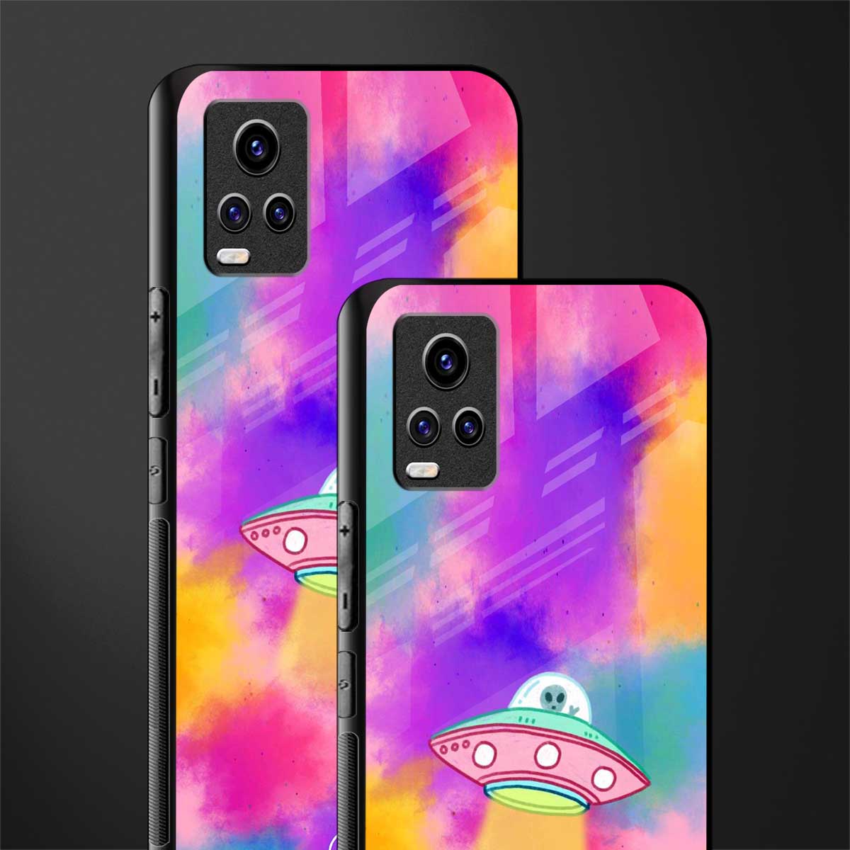 lil colourful alien back phone cover | glass case for vivo y73