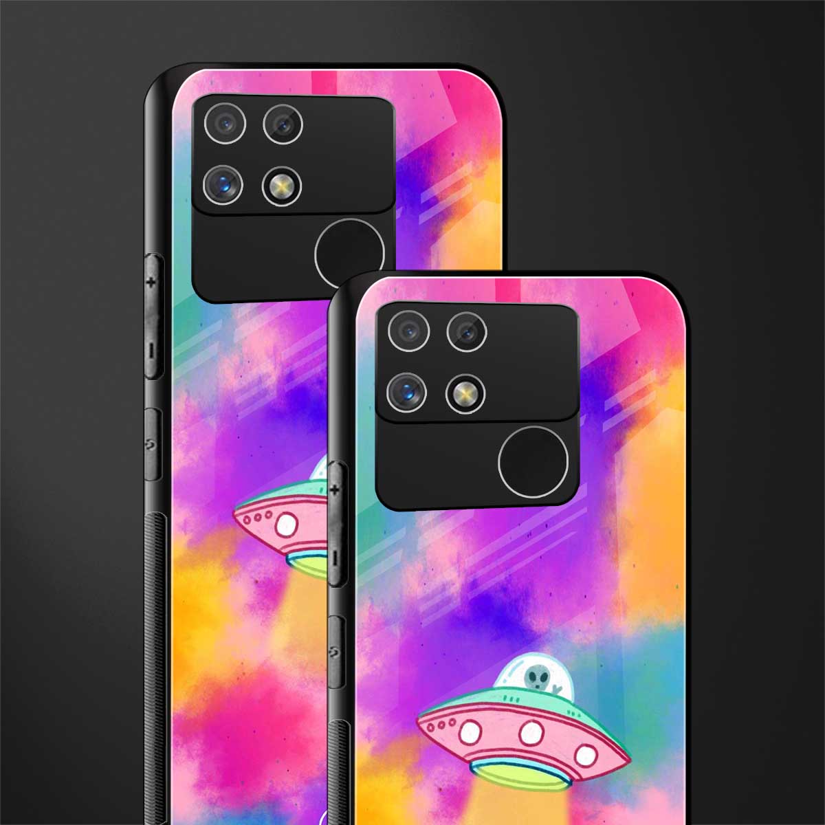 lil colourful alien back phone cover | glass case for realme narzo 50a