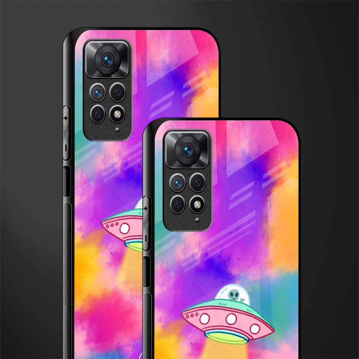 lil colourful alien back phone cover | glass case for redmi note 11 pro plus 4g/5g