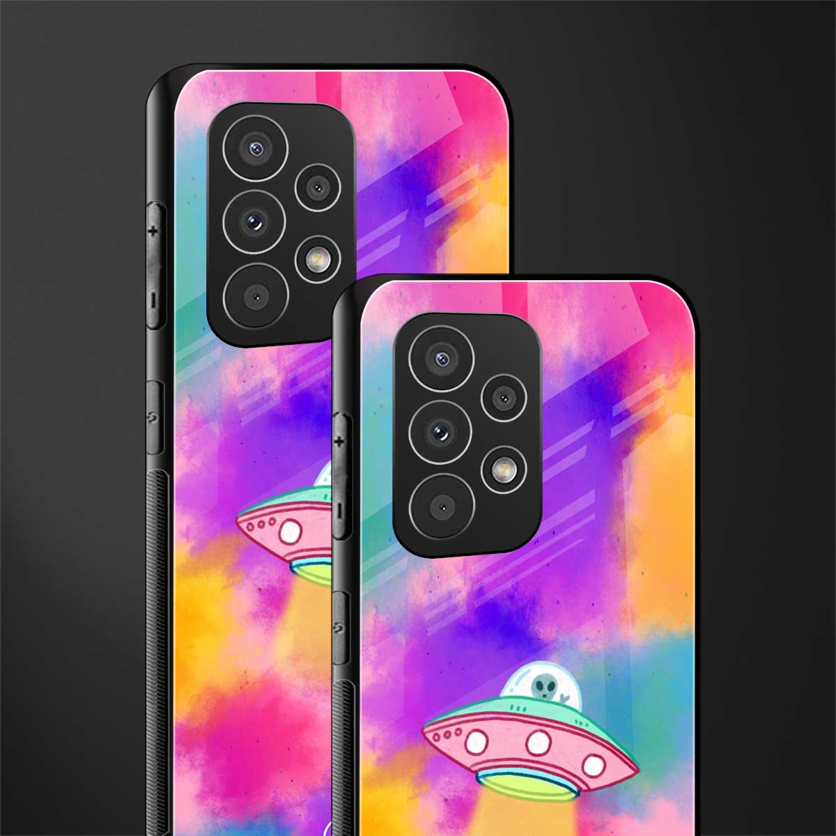 lil colourful alien back phone cover | glass case for samsung galaxy a53 5g