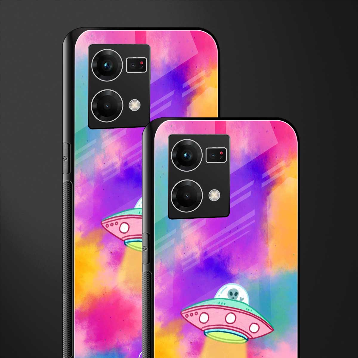 lil colourful alien back phone cover | glass case for oppo f21 pro 4g
