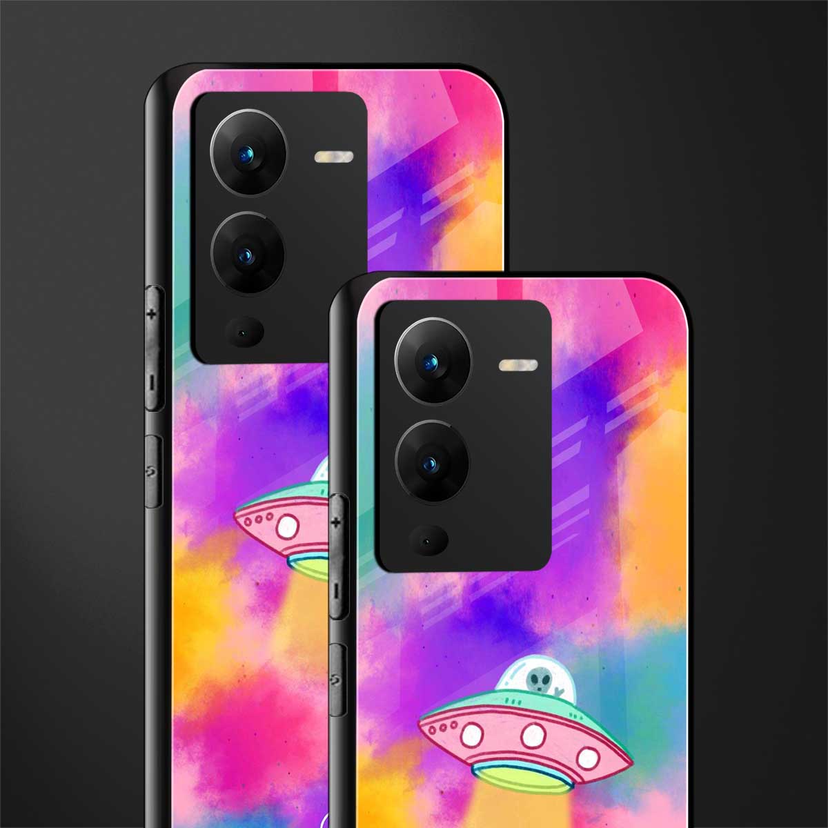 lil colourful alien back phone cover | glass case for vivo v25 pro 5g
