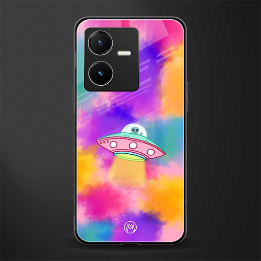 lil colourful alien back phone cover | glass case for vivo y22