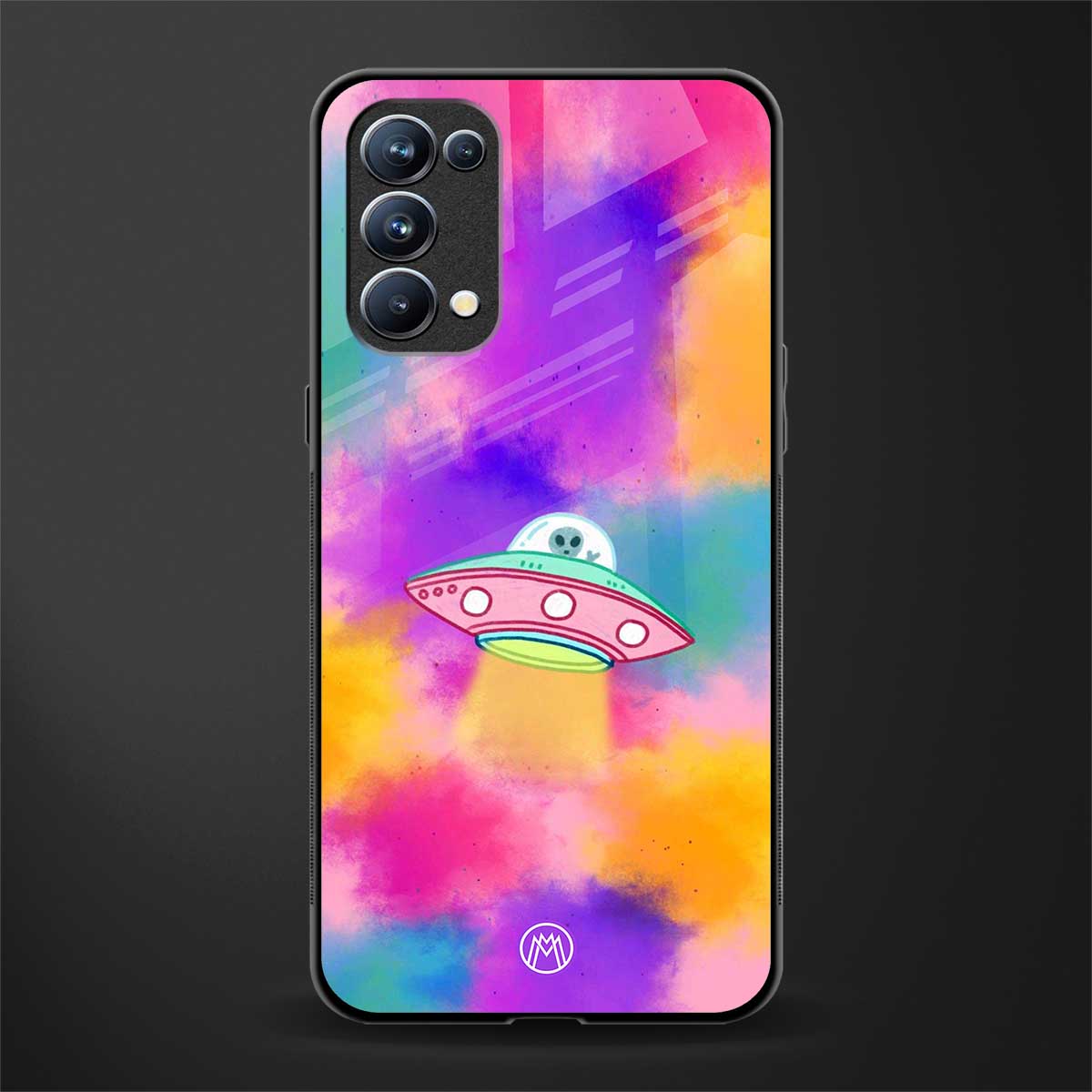 lil colourful alien back phone cover | glass case for oppo reno 5