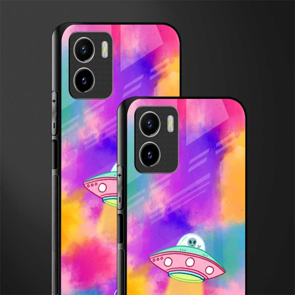 lil colourful alien back phone cover | glass case for vivo y72