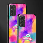 lil colourful alien back phone cover | glass case for samsung galaxy a54 5g