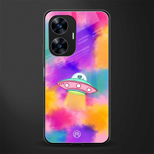 lil colourful alien back phone cover | glass case for realme c55
