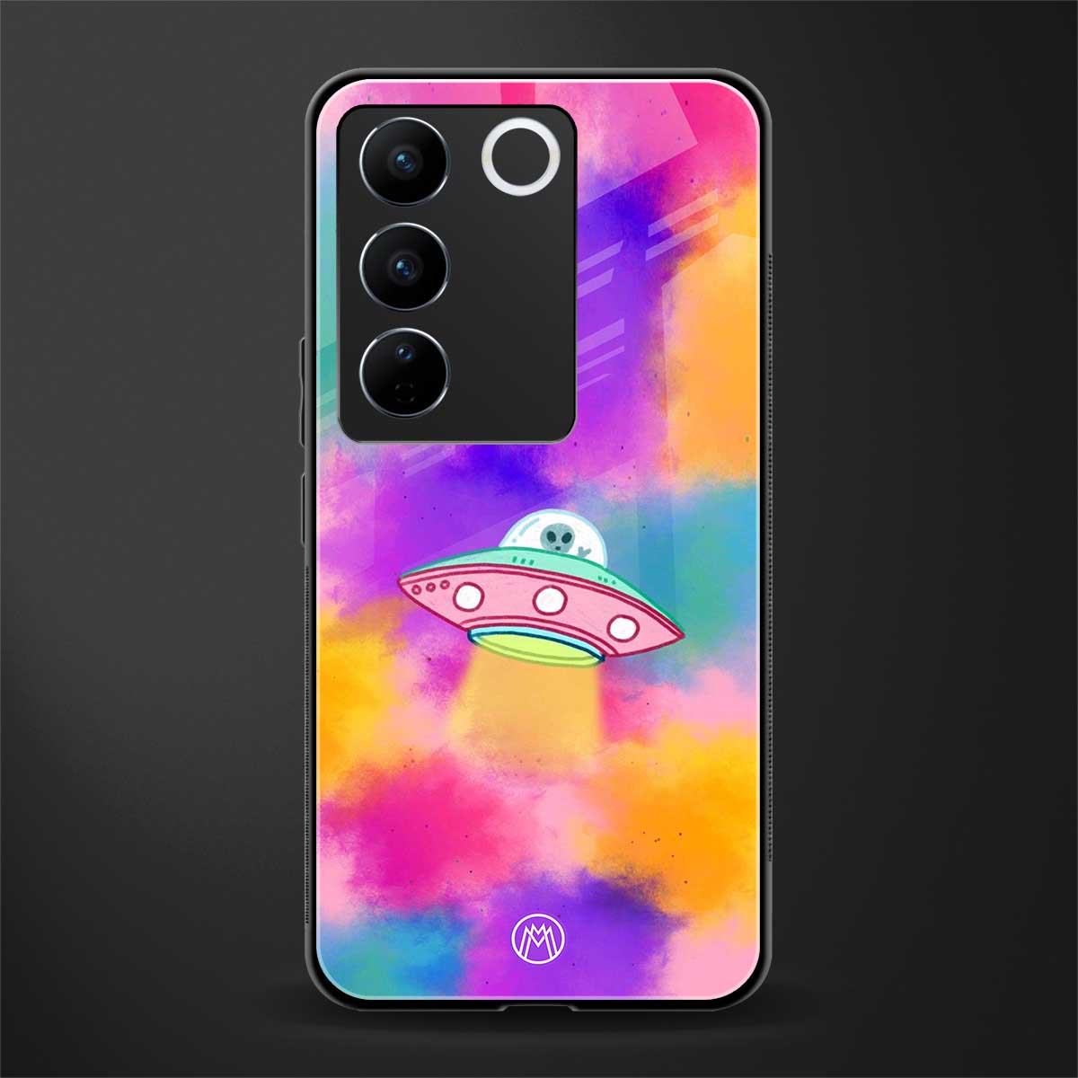 lil colourful alien back phone cover | glass case for vivo v27 pro 5g
