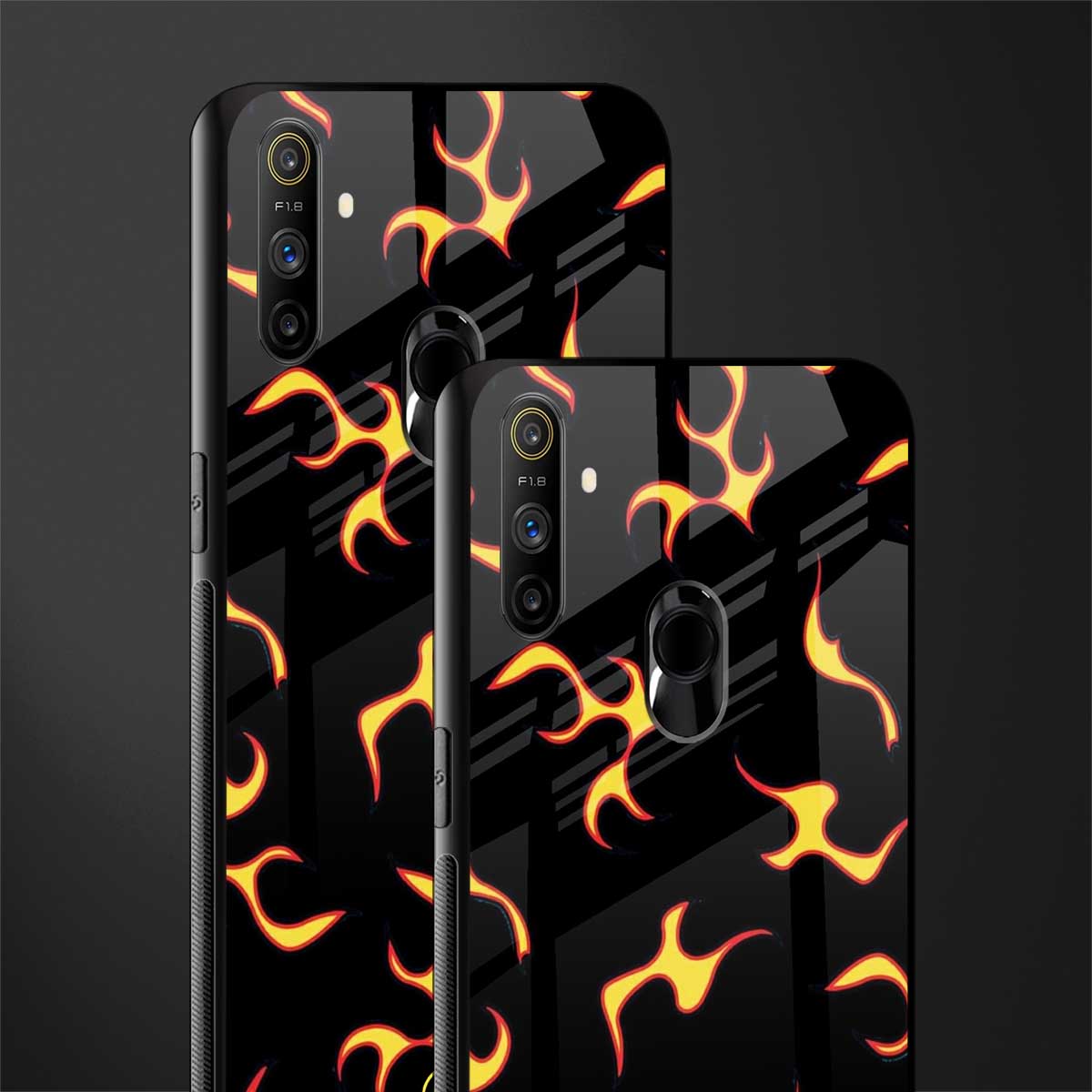 lil flames on black glass case for realme narzo 20a image-2