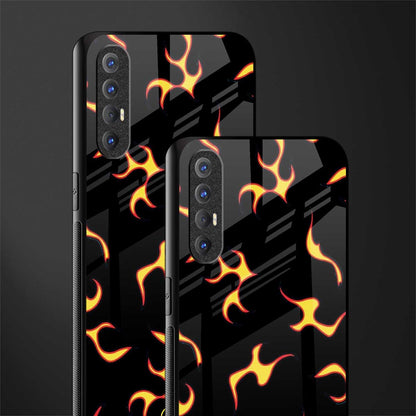 lil flames on black glass case for oppo reno 3 pro image-2