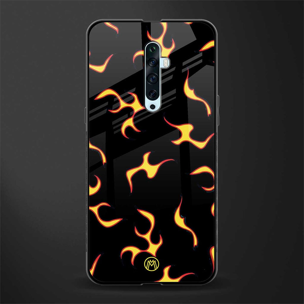 lil flames on black glass case for oppo reno 2f image