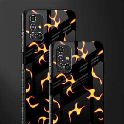 lil flames on black glass case for samsung galaxy m51 image-2