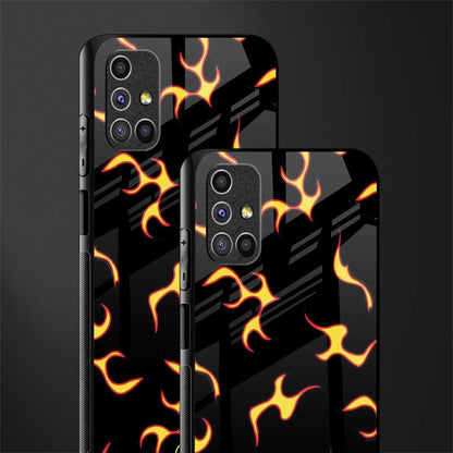 lil flames on black glass case for samsung galaxy m31s image-2