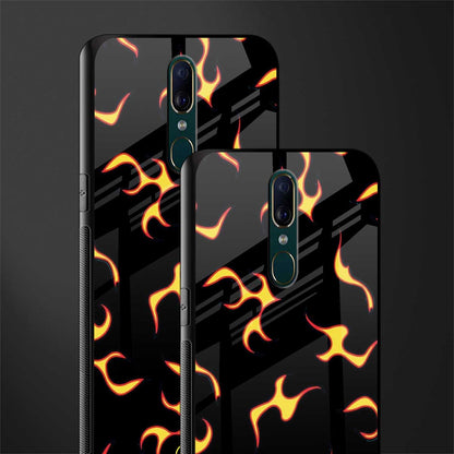 lil flames on black glass case for oppo f11 image-2
