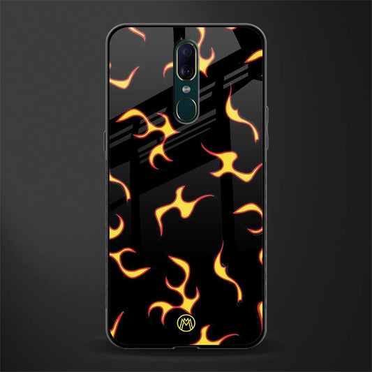 lil flames on black glass case for oppo f11 image