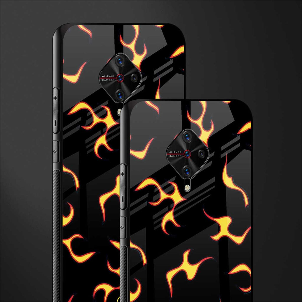 lil flames on black glass case for vivo s1 pro image-2