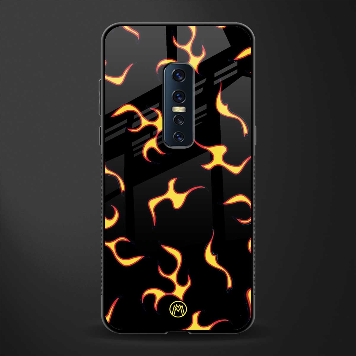 lil flames on black glass case for vivo v17 pro image