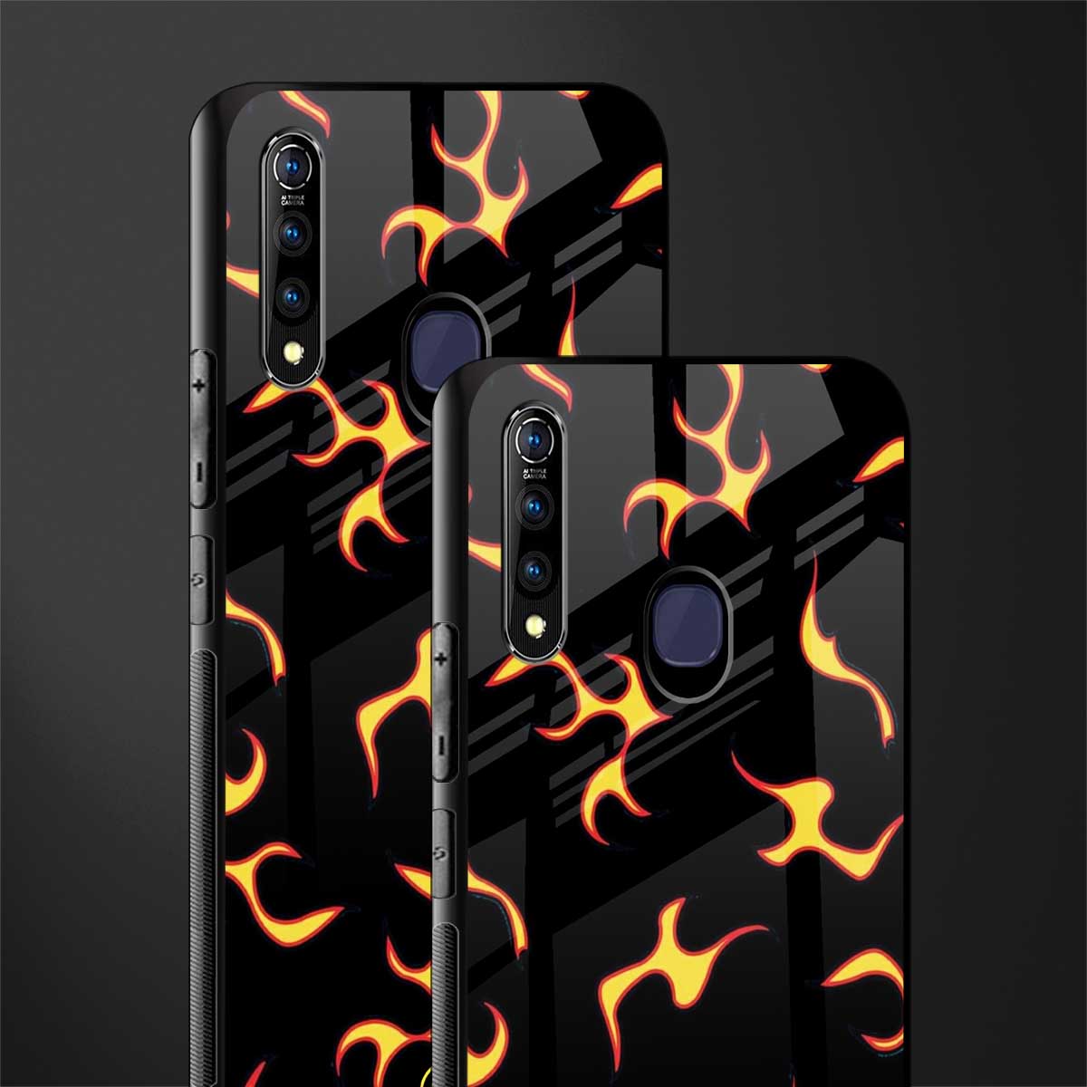lil flames on black glass case for vivo z1 pro image-2