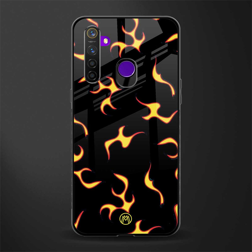 lil flames on black glass case for realme narzo 10 image
