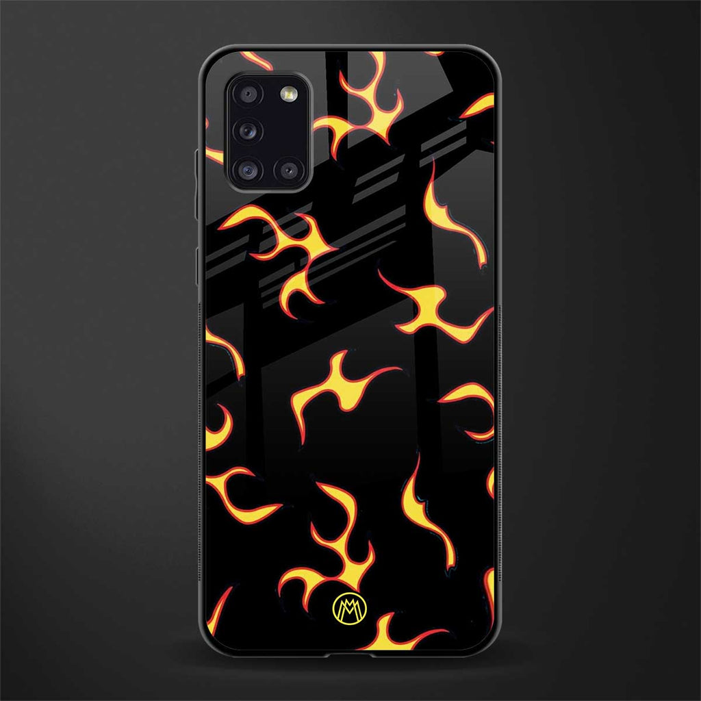 lil flames on black glass case for samsung galaxy a31 image