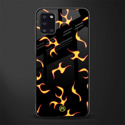 lil flames on black glass case for samsung galaxy a31 image