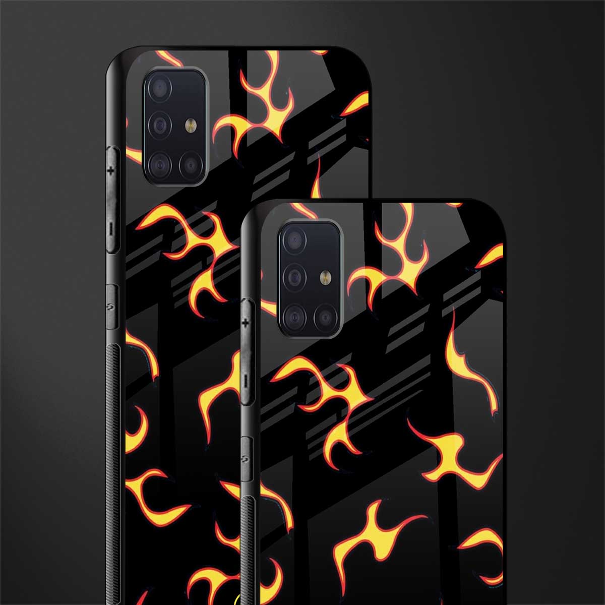 lil flames on black glass case for samsung galaxy a71 image-2