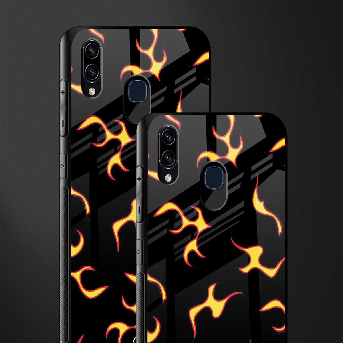 lil flames on black glass case for samsung galaxy m10s image-2