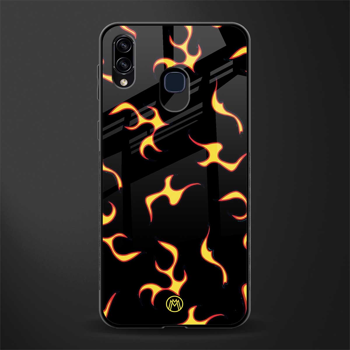 lil flames on black glass case for samsung galaxy a30 image