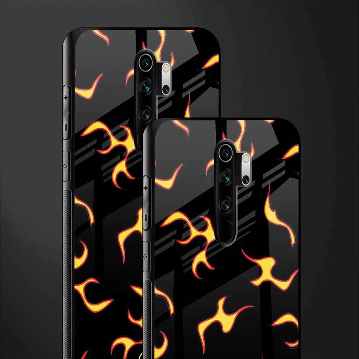 lil flames on black glass case for redmi note 8 pro image-2