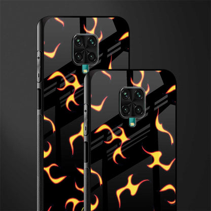 lil flames on black glass case for redmi note 9 pro image-2
