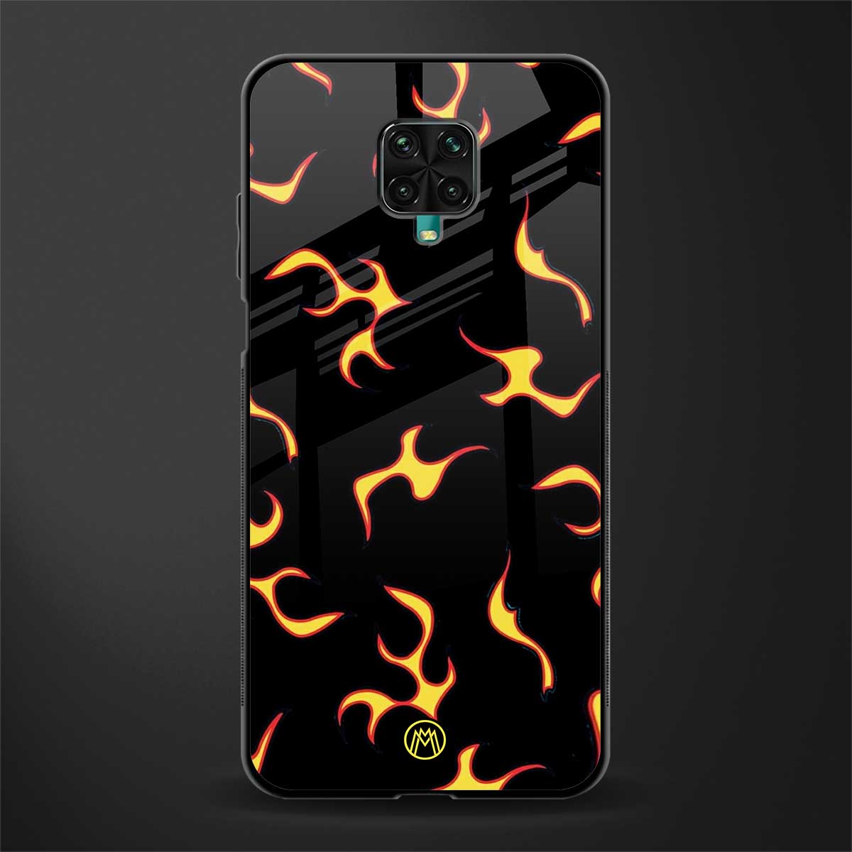 lil flames on black glass case for poco m2 pro image