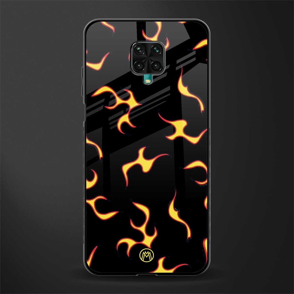 lil flames on black glass case for redmi note 9 pro image