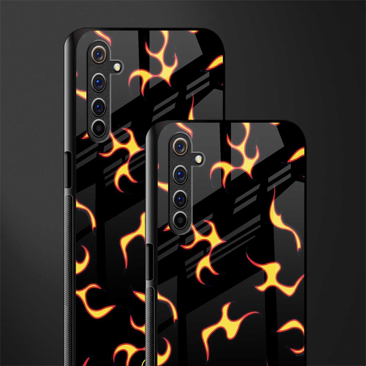 lil flames on black glass case for realme 6 image-2