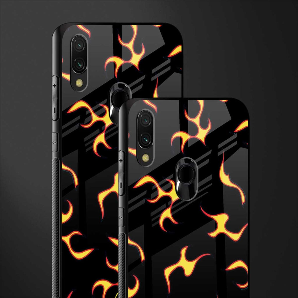 lil flames on black glass case for redmi note 7s image-2