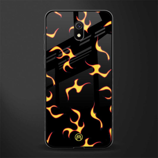 lil flames on black glass case for redmi 8a image