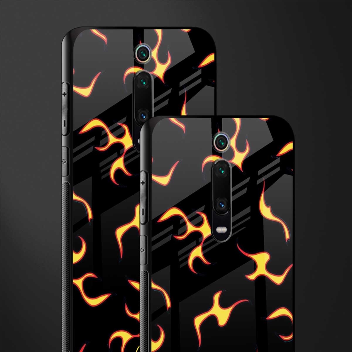 lil flames on black glass case for redmi k20 image-2