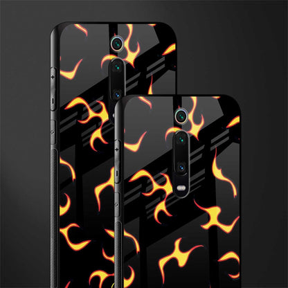 lil flames on black glass case for redmi k20 pro image-2