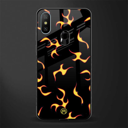 lil flames on black glass case for redmi 6 pro image