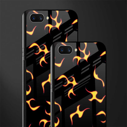 lil flames on black glass case for oppo a3s image-2
