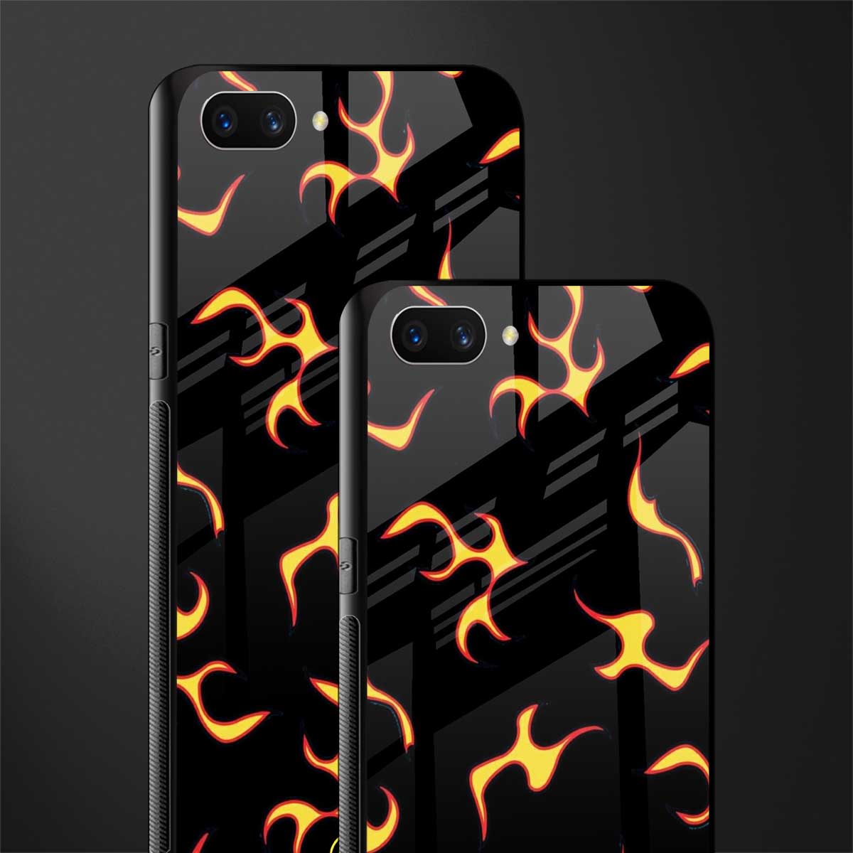 lil flames on black glass case for realme c1 image-2